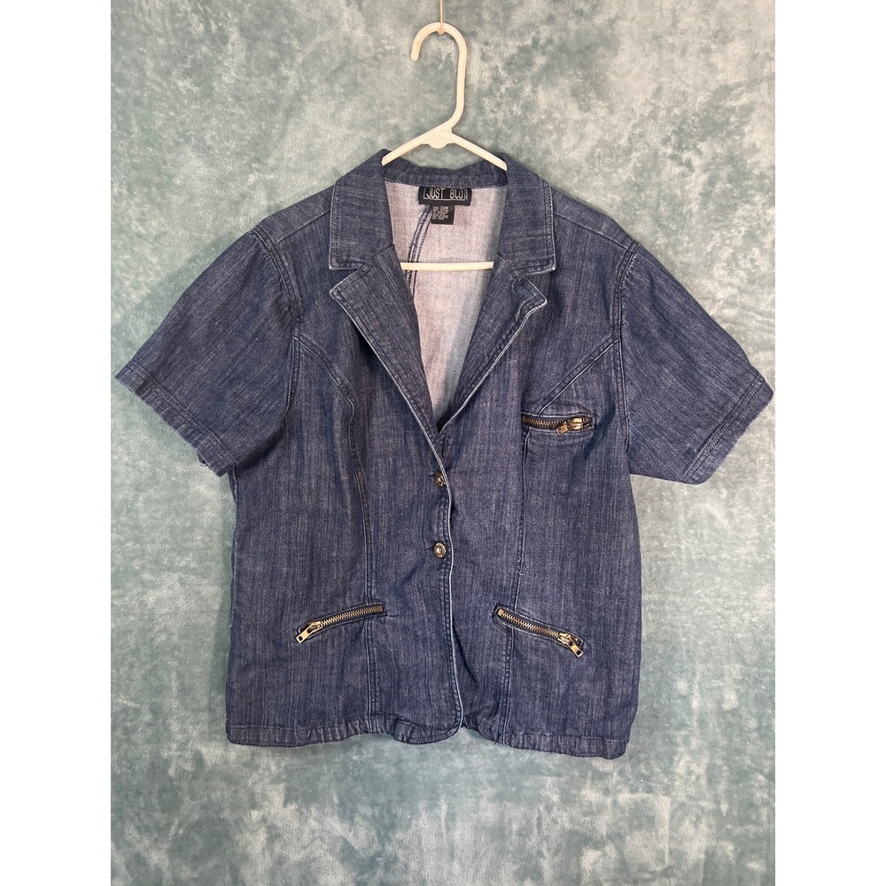 Just Blu Denim Jean Jacket Women 20W Plus Size Blue Jean Zippers Casual